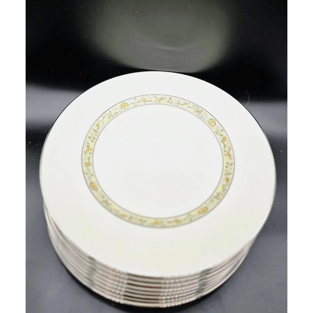 Set/8 Vintage Lenox Springdale Dinner Plate Platinum 10.5